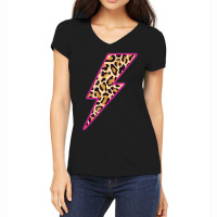 Leopard Lightning Bolt Cheetah Thunder Animal Print Women's V-neck T-shirt | Artistshot