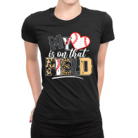 Leopard Softball Mom, My Heart Is On That Field Baseball Ladies Fitted T-shirt | Artistshot