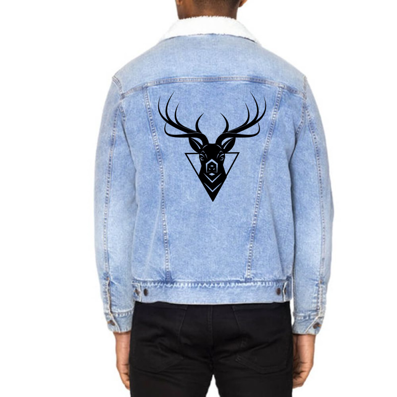 Deer Head Vector Unisex Sherpa-lined Denim Jacket | Artistshot