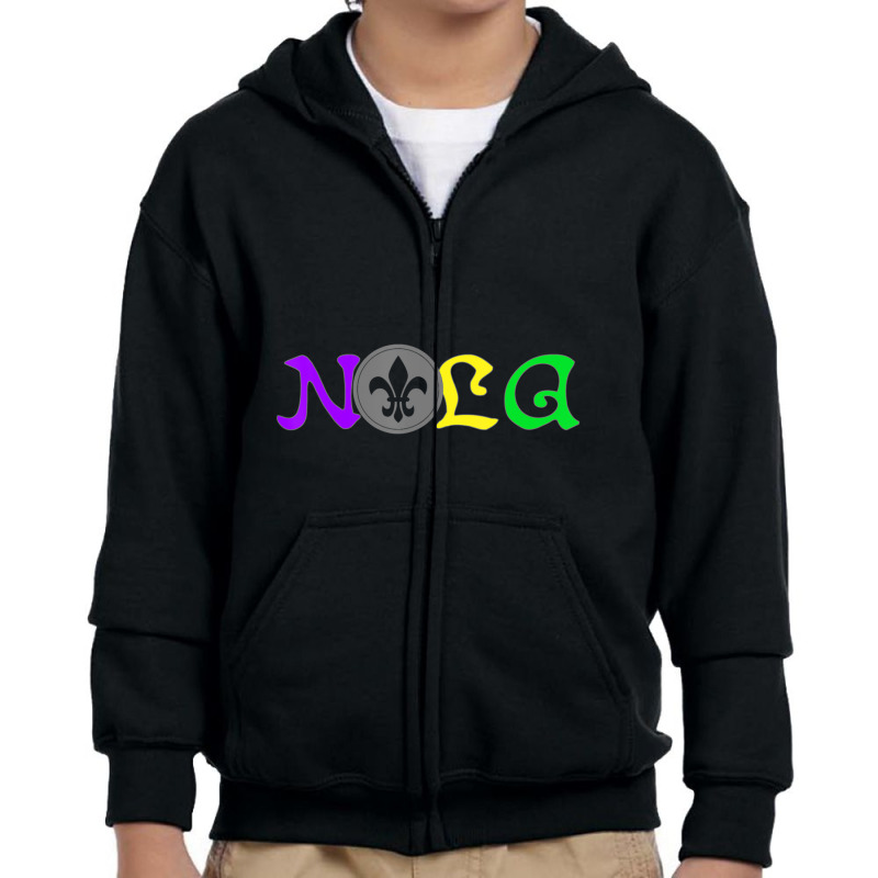 Nola New Orleans Mardi Gras 504 Youth Zipper Hoodie by femalesbaubles | Artistshot