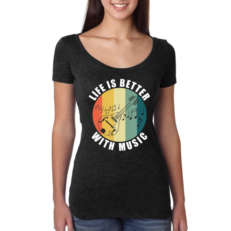 Life With Mandolin Mandolin Player Musician Women's Triblend Scoop T-shirt | Artistshot