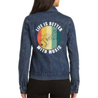 Life With Mandolin Mandolin Player Musician Ladies Denim Jacket | Artistshot