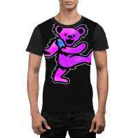 Pink Grateful Dancing Hippie Classic Rock Dead Bear Graphic T-shirt | Artistshot