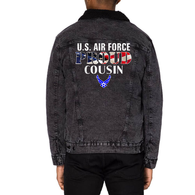 Us Proud Air Force Cousin With American Flag Veteran Unisex Sherpa-Lined Denim Jacket by seifertmurryq3jmxs | Artistshot