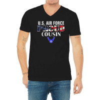 Us Proud Air Force Cousin With American Flag Veteran V-neck Tee | Artistshot