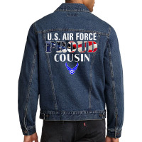 Us Proud Air Force Cousin With American Flag Veteran Men Denim Jacket | Artistshot