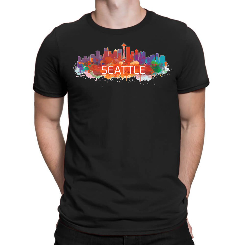 Seattle City Skyline Washington State Casual Gifts Pullover Hoodie T-Shirt by DARRELLWAYNEWELLS | Artistshot