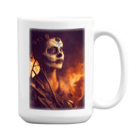 Beautiful Woman Warrior After A Battle With Skeletons T Shirt 15 Oz Coffee Mug | Artistshot