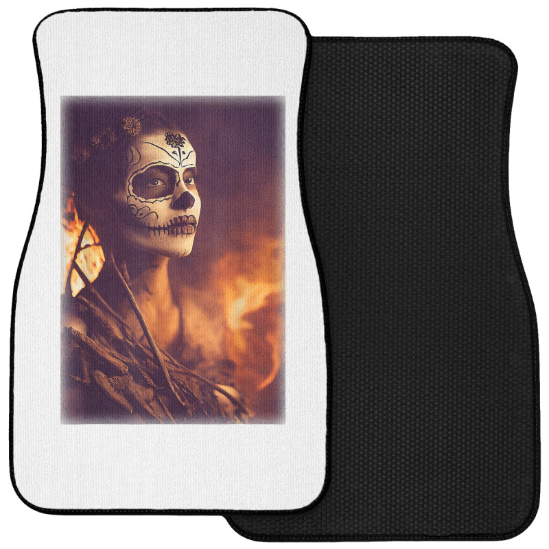 Beautiful Woman Warrior After A Battle With Skeletons T Shirt Front Car Mat | Artistshot