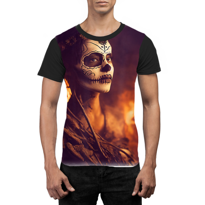 Beautiful Woman Warrior After A Battle With Skeletons T Shirt Graphic T-shirt | Artistshot