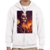 Beautiful Woman Warrior After A Battle With Skeletons T Shirt Youth Zipper Hoodie | Artistshot