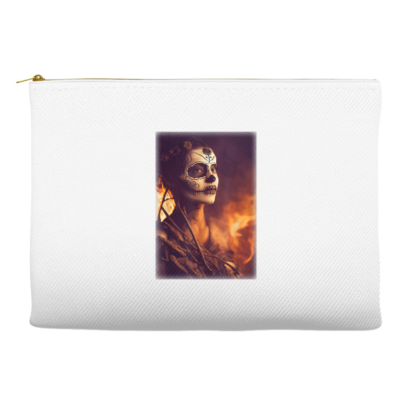 Beautiful Woman Warrior After A Battle With Skeletons T Shirt Accessory Pouches | Artistshot