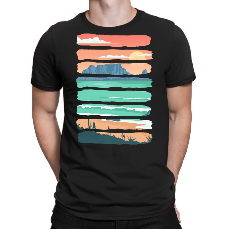 Beach Sunset T  Shirt Summer Sunset Beach Vacation Rocky Cliffs Ocean T-Shirt by pagaclydia939 | Artistshot