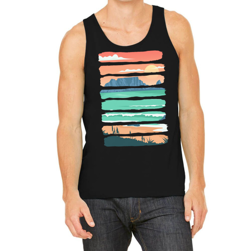 Beach Sunset T  Shirt Summer Sunset Beach Vacation Rocky Cliffs Ocean Tank Top by pagaclydia939 | Artistshot