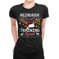 Christmas Running Funny Reindeer Training Squad Red Plaid T Shirt Ladies Fitted T-shirt | Artistshot