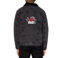 I Love Rock Drummer Rock Music Unisex Sherpa-lined Denim Jacket | Artistshot