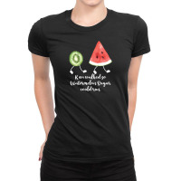 Kiwi Walked So Watermelon Sugar Could Run For Dark Ladies Fitted T-shirt | Artistshot