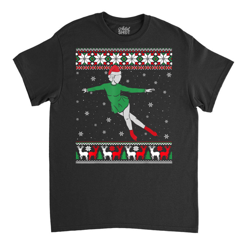 Figure Skating Dancer Ice Skate Dancing Happy Holidays T Shirt Classic T-shirt by marge3nstbo | Artistshot