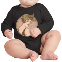 Lady Drinking Wine. Art Deco Style Illustration Design. Long Sleeve Baby Bodysuit | Artistshot