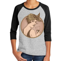 Lady Drinking Wine. Art Deco Style Illustration Design. Youth 3/4 Sleeve | Artistshot