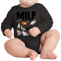 Milf Man I Love Felines Cats Long Sleeve Baby Bodysuit | Artistshot