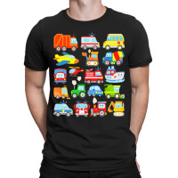 Cars And Trucks With Planes, Helicopter And Boat For Kids T-shirt | Artistshot