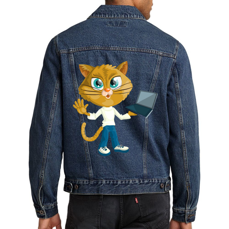 Cat-pzncj Men Denim Jacket by Rios Arevalo | Artistshot