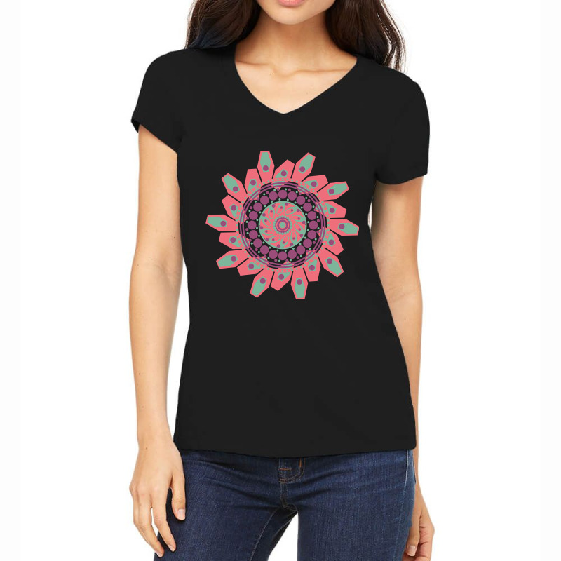 Mandala Sacred Geometry Yogis Meditation Art Yoga Mantra Good Vibes Gi Women's V-Neck T-Shirt by poppyallen | Artistshot