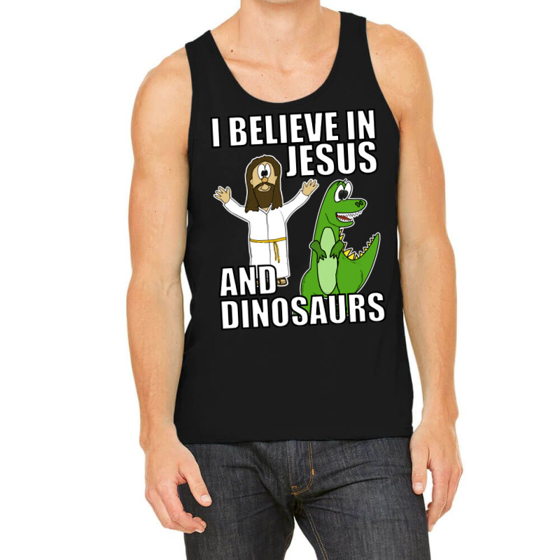 I Believe In Jesus And Dinosaurs Funny Christian Humor Tank Top by greggjvandervor | Artistshot