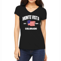 Monte Vista Colorado Co Usa Stars & Stripes Vintage Style Premium Women's V-neck T-shirt | Artistshot