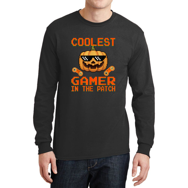 Kids Halloween Coolest Gamer In The Patch Boys Girls Pumpkin Long Sleeve Shirts | Artistshot