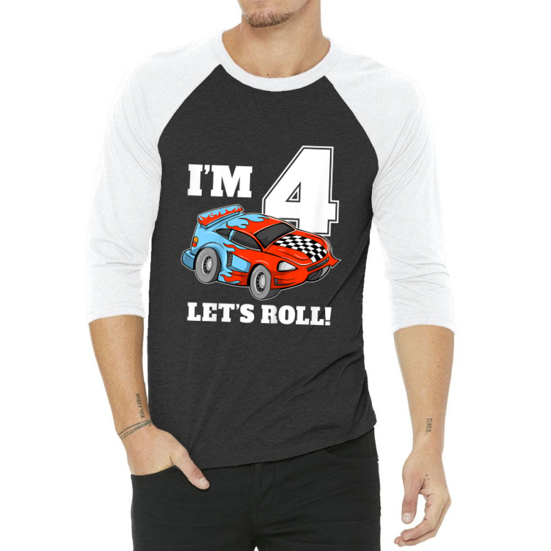 Kids Race Car 4th Birthday Boy 4 Four Year Old Racing Car 3/4 Sleeve Shirt | Artistshot