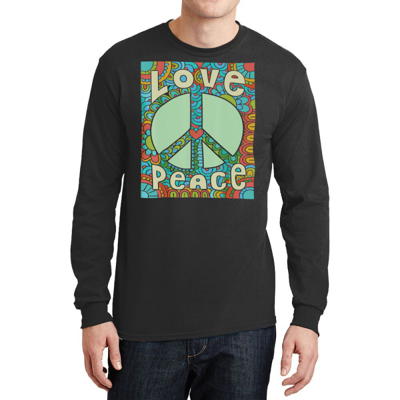 Peace Sign Love 60s 70s Tie Die Hippie Costume Long Sleeve Shirts | Artistshot