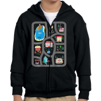 Play Cars On Dad's Back Mat Road Car Race Track Youth Zipper Hoodie | Artistshot