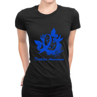 Diabetes Awareness Blue Flowers Type 1 Diabetes Month Sweatshirt Ladies Fitted T-shirt | Artistshot