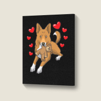 Bedouin Sheepdog T  Shirt Canaan Dog With Stuffed Animal And Hearts T Portrait Canvas Print | Artistshot