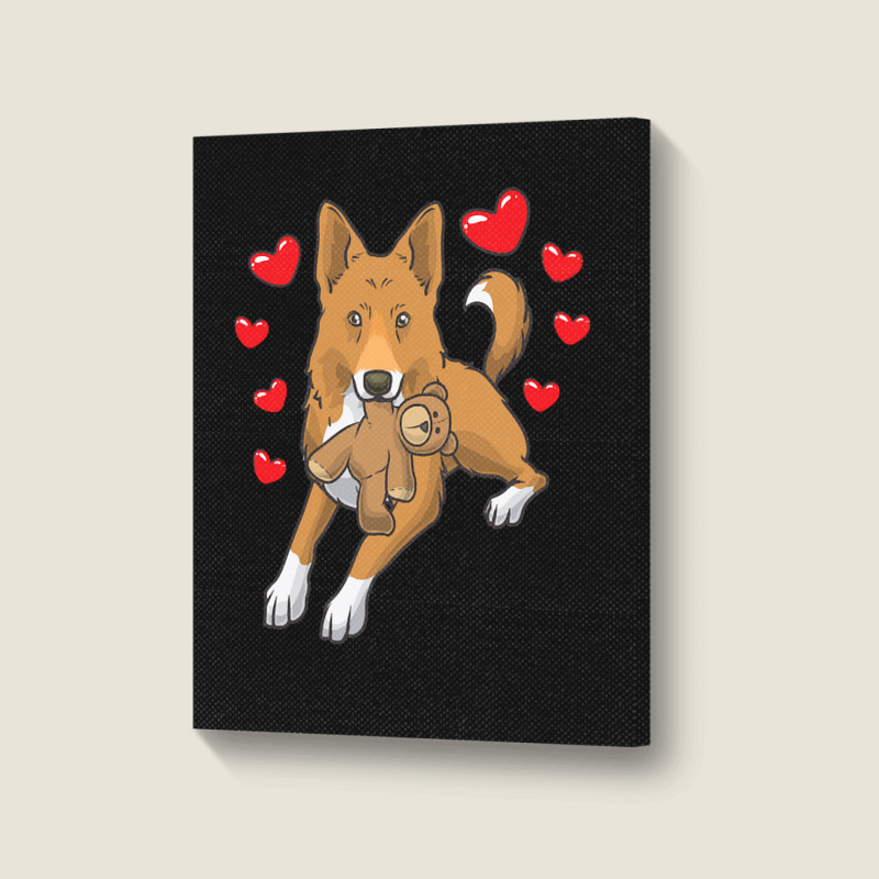 Bedouin Sheepdog T  Shirt Canaan Dog With Stuffed Animal And Hearts T Portrait Canvas Print by theodora67935 | Artistshot