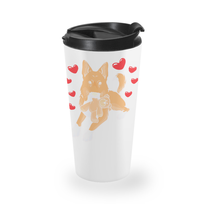 Bedouin Sheepdog T  Shirt Canaan Dog With Stuffed Animal And Hearts T Travel Mug by theodora67935 | Artistshot