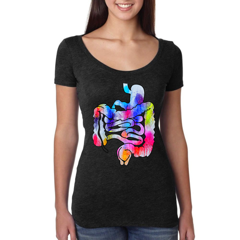 Digestive System Gastrointestinal Tract Watercolor Art Gifts Women's Triblend Scoop T-shirt by degreesgunner | Artistshot