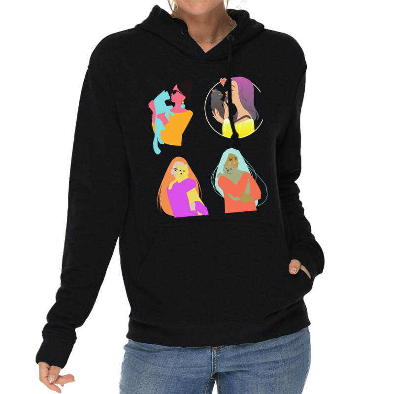 Behind Every Great Woman, Is Here Cat Stickers Lightweight Hoodie | Artistshot