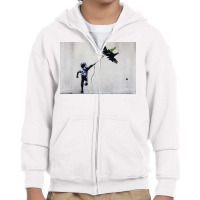 Banksy Bbanoy Playing With Jetfighter Kite   Street Art Mideast Youth Zipper Hoodie | Artistshot