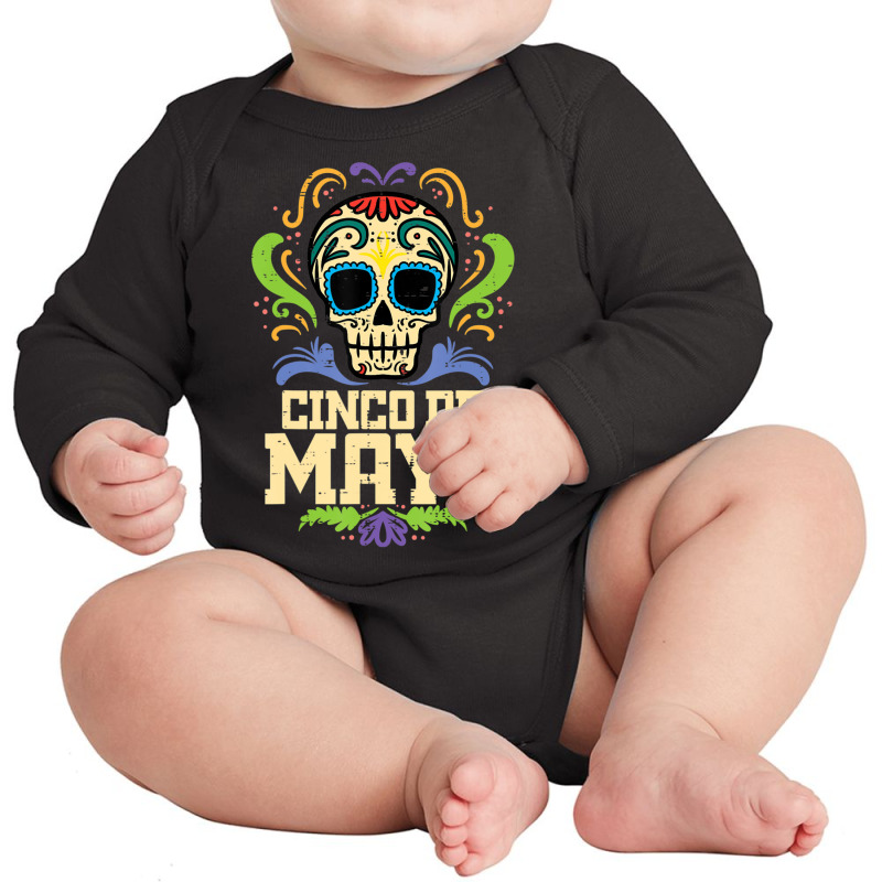 Cinco De Mayo Sugar Skull Mexican Fiesta Dia De Los Muertos Long Sleeve Baby Bodysuit by behindcedar22 | Artistshot