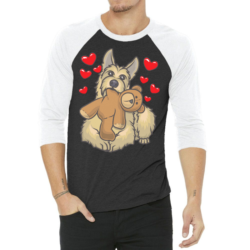 Berger Picard T  Shirt Berger Picard Dog With Hearts T  Shirt 3/4 Sleeve Shirt by theodora67935 | Artistshot