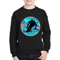 Cool Alpine Downhill Ski Racer Silhouette Mountain Scene Youth Sweatshirt | Artistshot