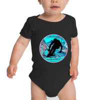 Cool Alpine Downhill Ski Racer Silhouette Mountain Scene Baby Bodysuit | Artistshot