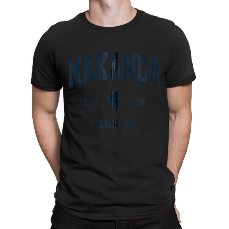 Makanda Illinois Il Vintage Athletic Navy Sports Design Zip Hoodie T-Shirt by JesusManuelArredondo | Artistshot