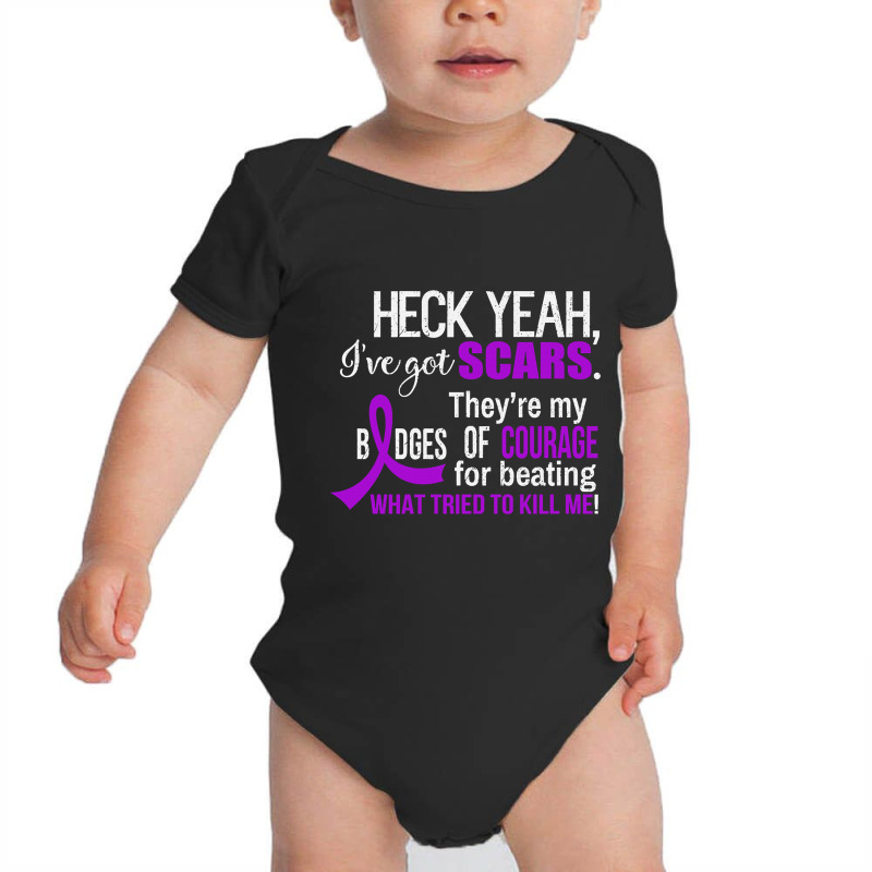 I?ve Got Scars They Are My Badges Of Courage Alzheimers Awareness Purp Baby Bodysuit by Jankonen637 | Artistshot