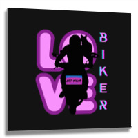 Biker And Best Cat Mom Motorcycle Rider Purple Metal Print Square | Artistshot