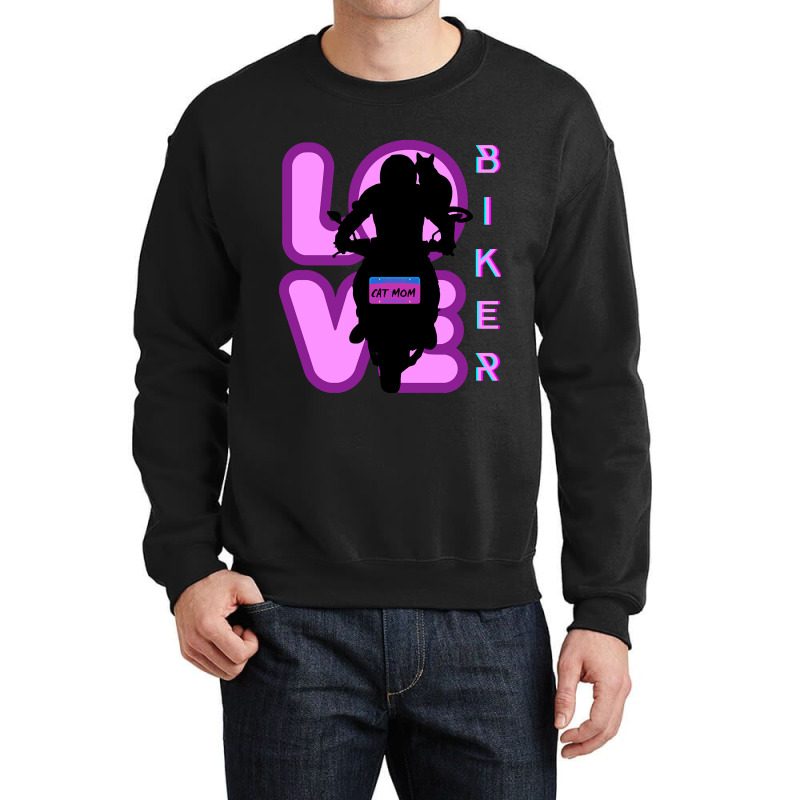 Biker And Best Cat Mom Motorcycle Rider Purple Crewneck Sweatshirt | Artistshot