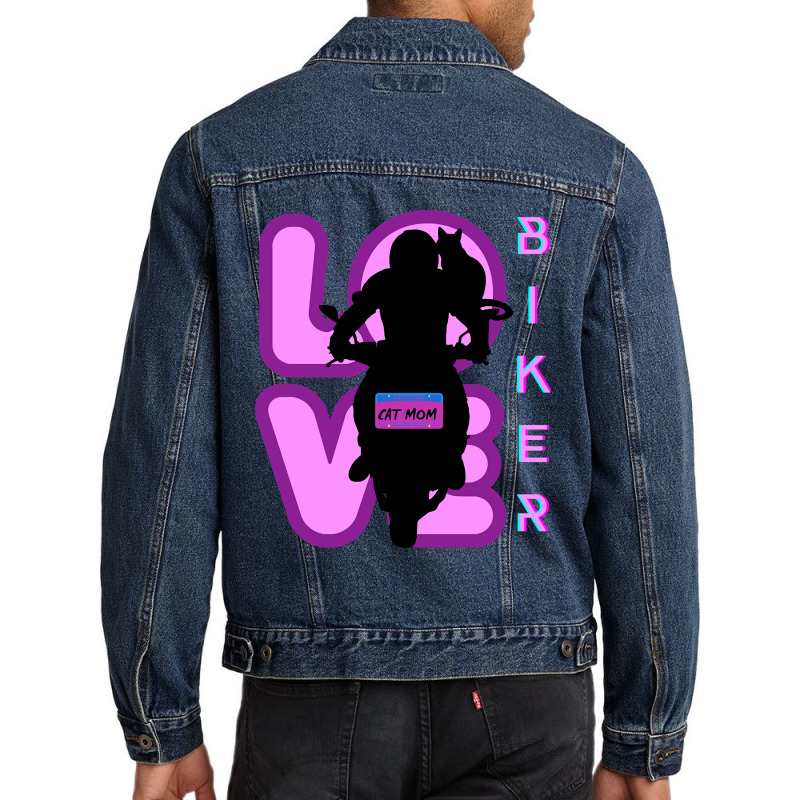 Biker And Best Cat Mom Motorcycle Rider Purple Men Denim Jacket | Artistshot